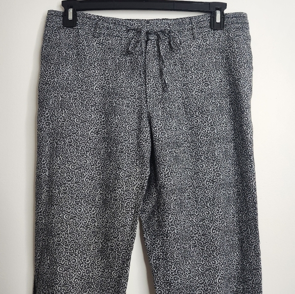 The Kooples Linen Blend Black Printed Fitted Jogger Trousers Size 48 - Picture 2 of 16